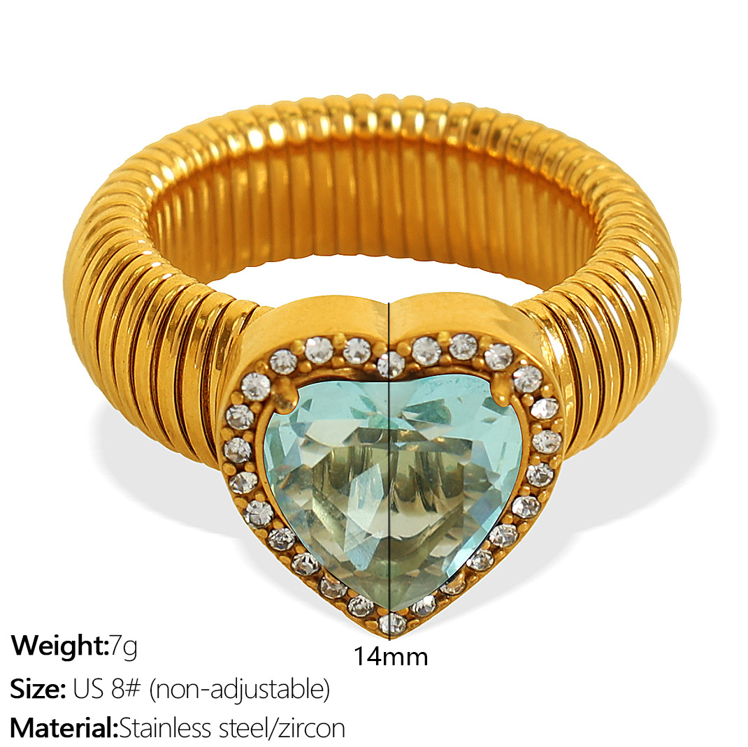 JZ50 beauty 8# light blue zirconium gold ring