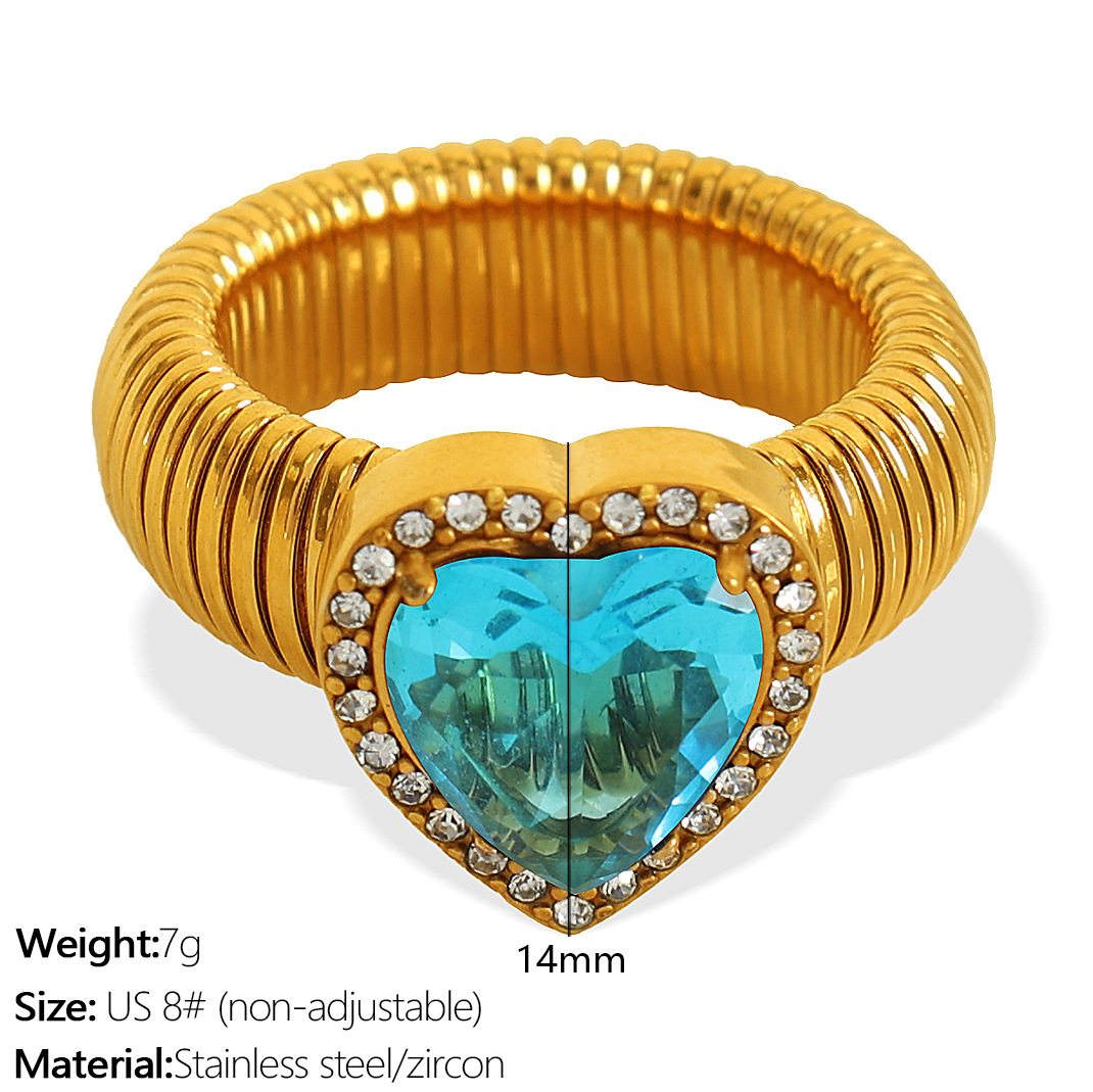 JZ50 Meiwei 8# Sky Blue Zirconium Gold Ring