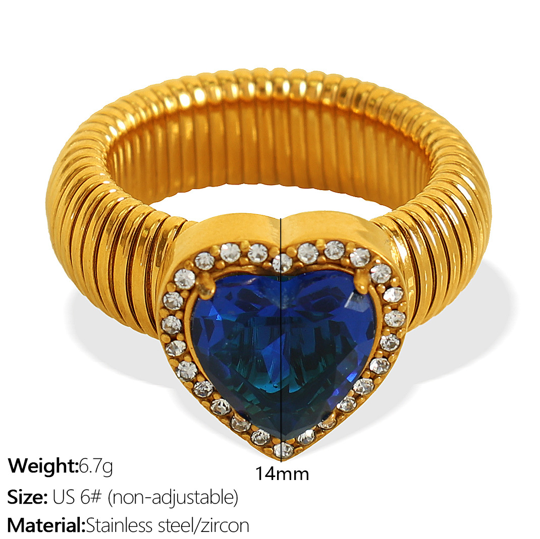3:JZ50 Meiwei 6# Cobalt Blue Zirconium Gold Ring
