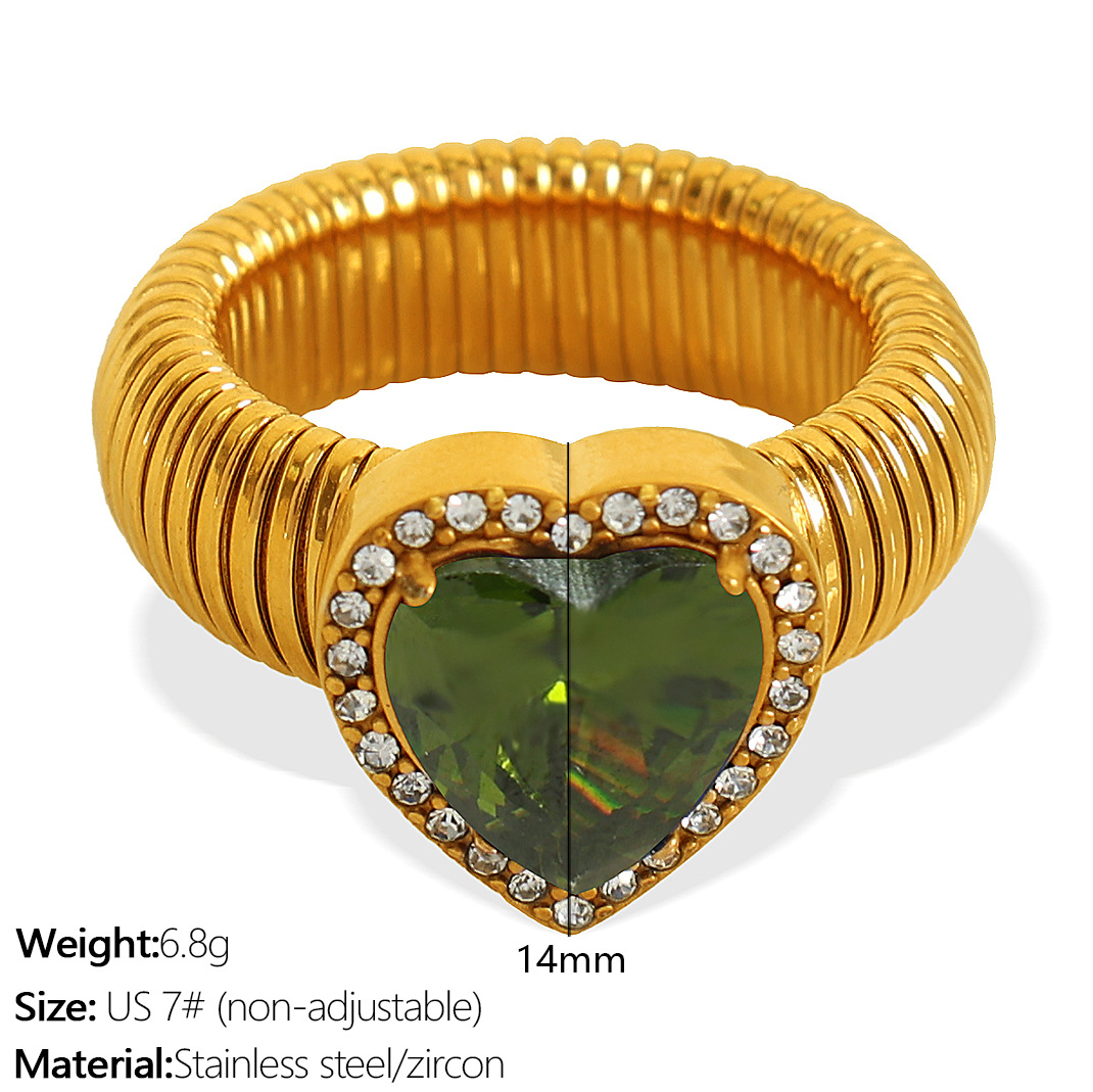 11:JZ50 Meiwei 7# Olive Green Zirconium Gold Ring