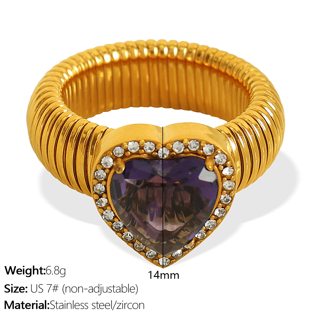 18:JZ50 Meiwei 7# Purple Zirconium Gold Ring