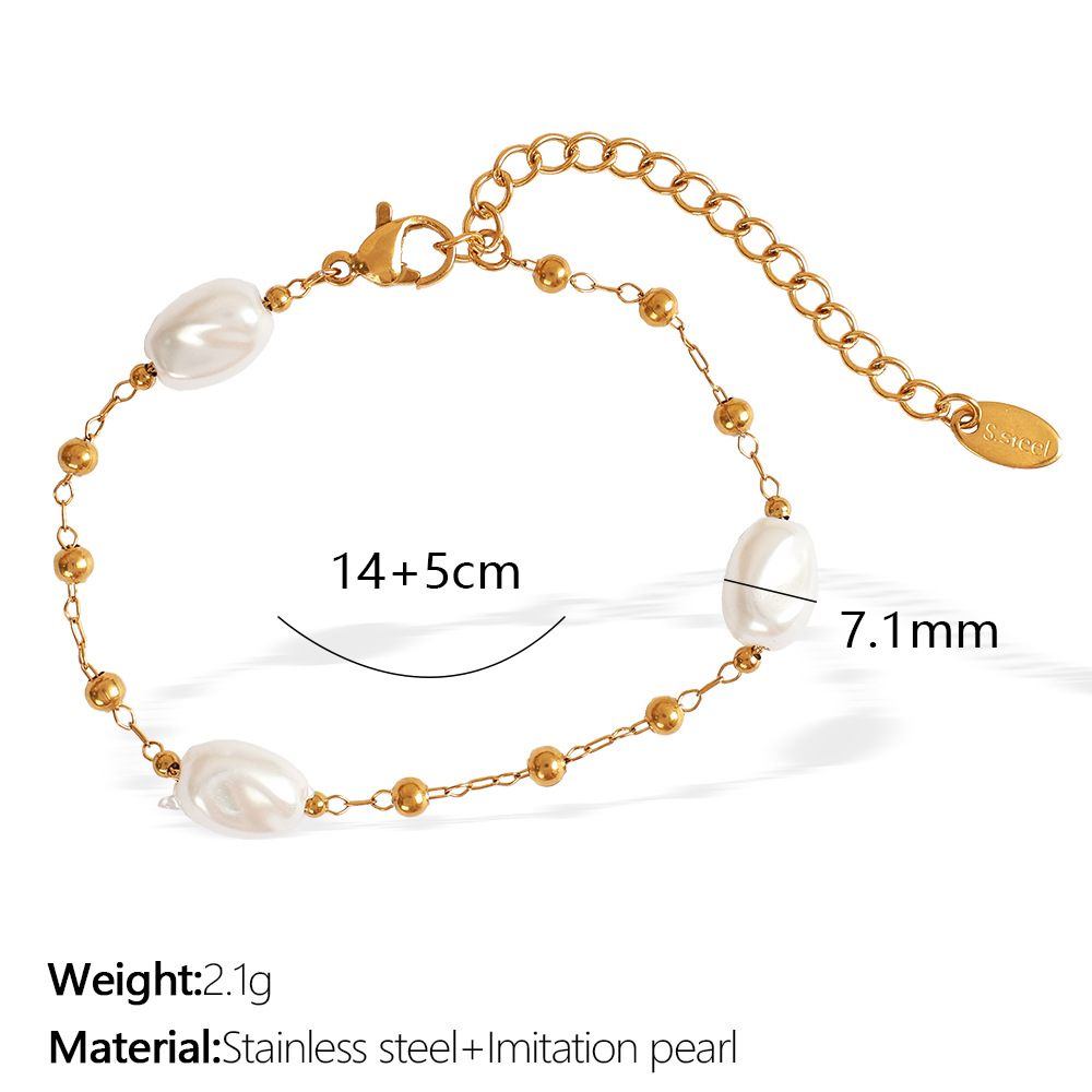 1:Sl91 white bead gold bracelet