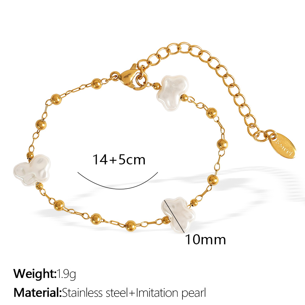 2:Sl92 white bead gold bracelet