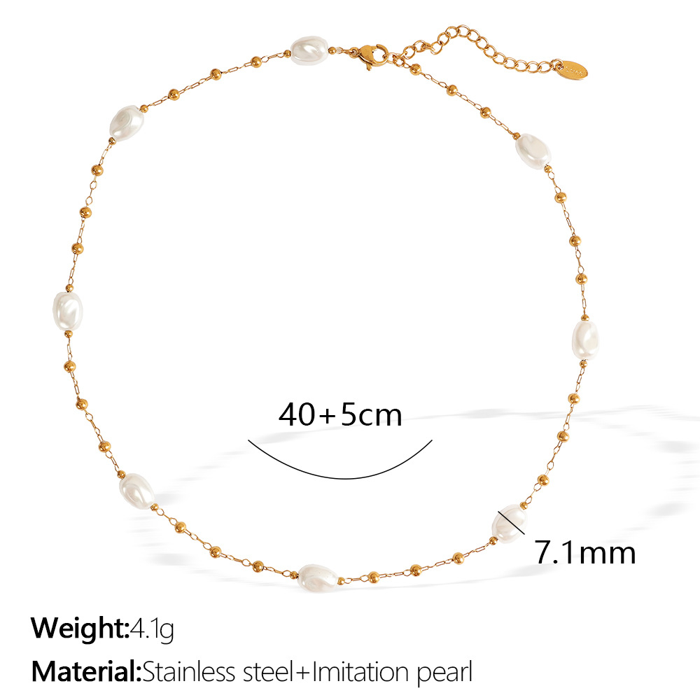 5:Xl284 white bead gold necklace