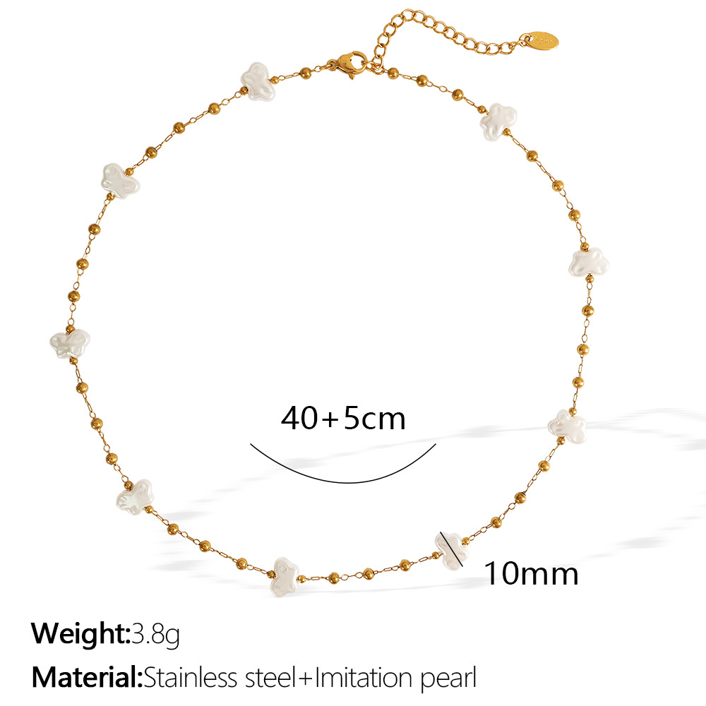 6:Xl285 white bead gold necklace