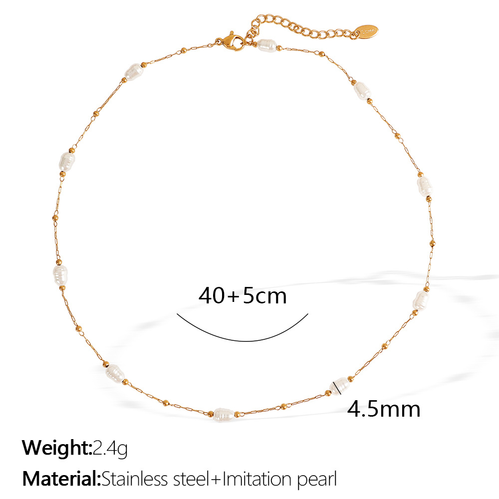 7:Xl286 white bead gold necklace