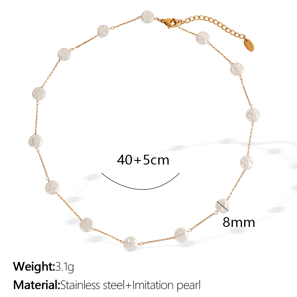 8:Xl287 white bead gold necklace