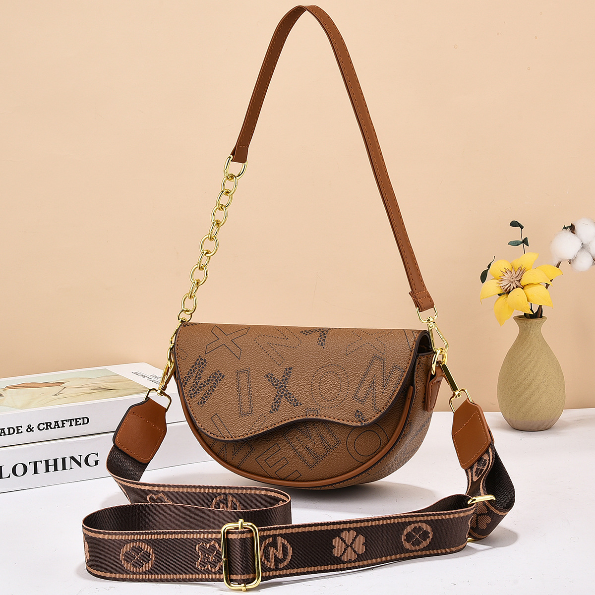 Earthy yellow large letters