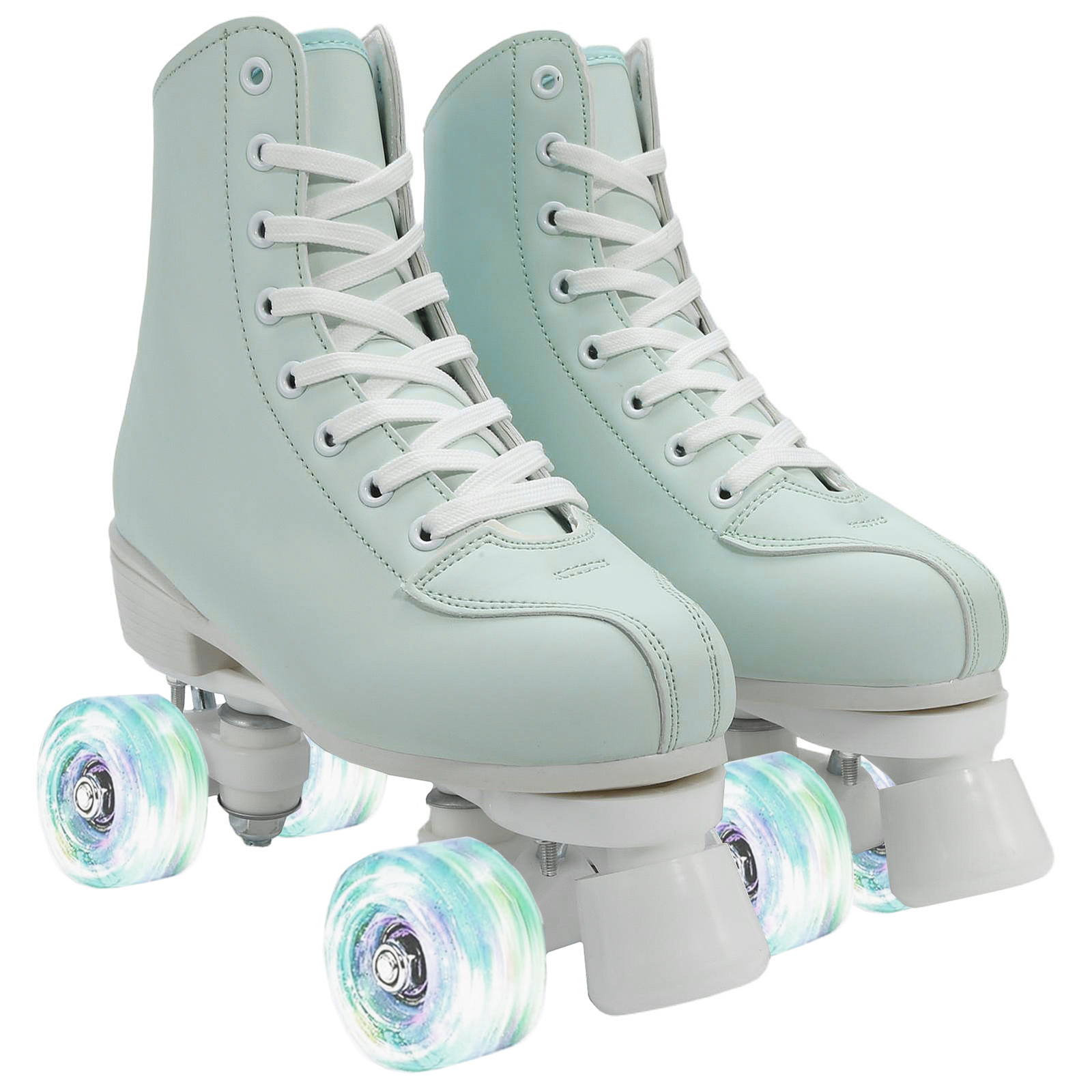 Green and white white flash heel