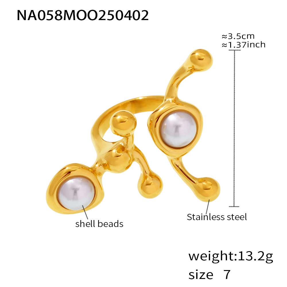 2:A058-gold shell bead ring