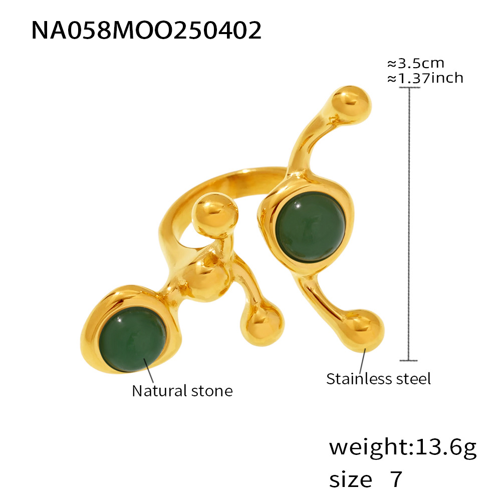 3:A058-gold aventurine green ring