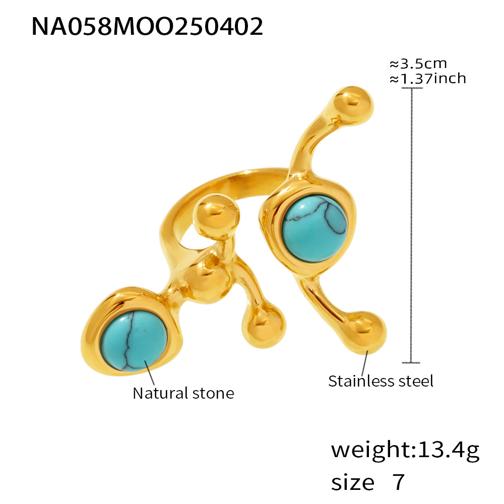 4:A058-gold blue natural stone ring