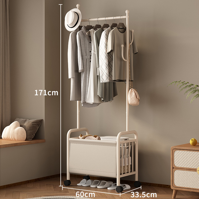 60 wide milk white coat rack rice white leather basket