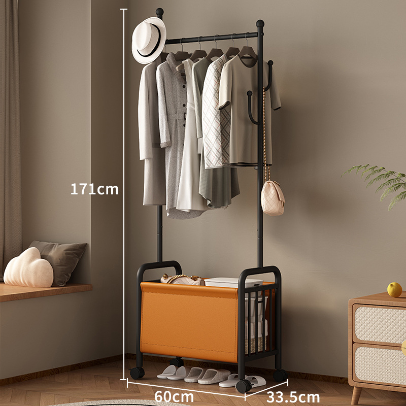 60 wide black coat rack orange leather basket