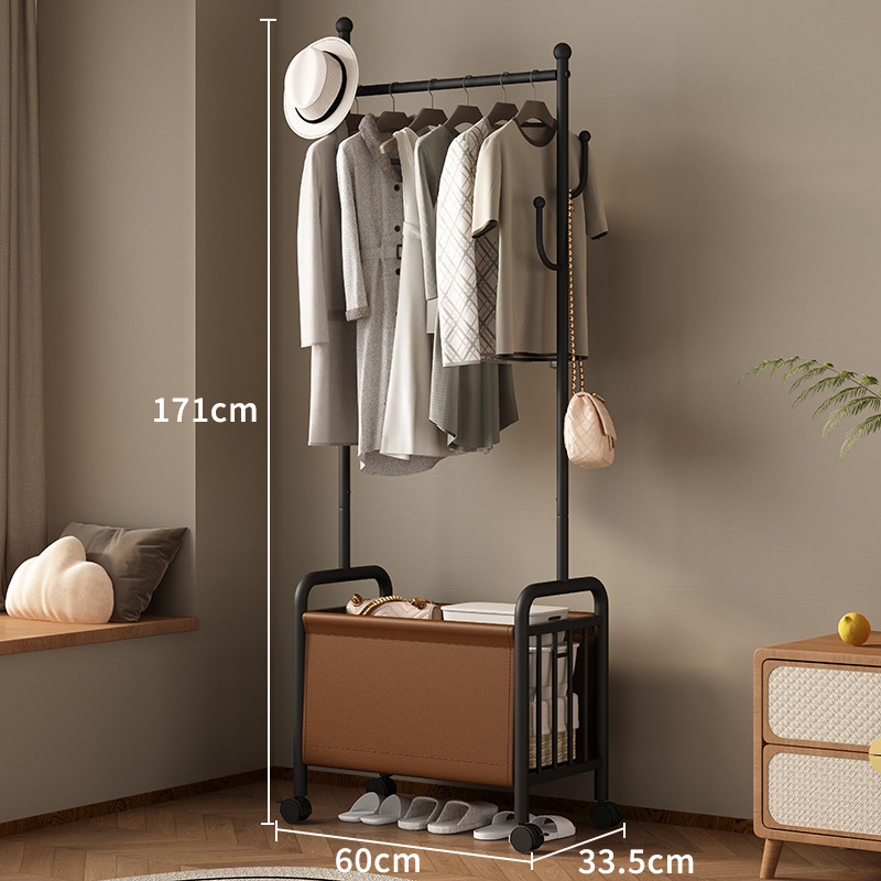 60 wide black coat rack brown leather basket