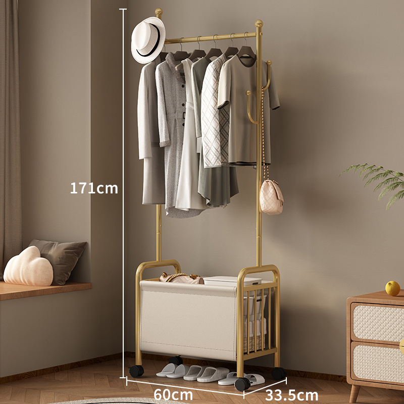 60 wide gold coat rack rice white leather basket