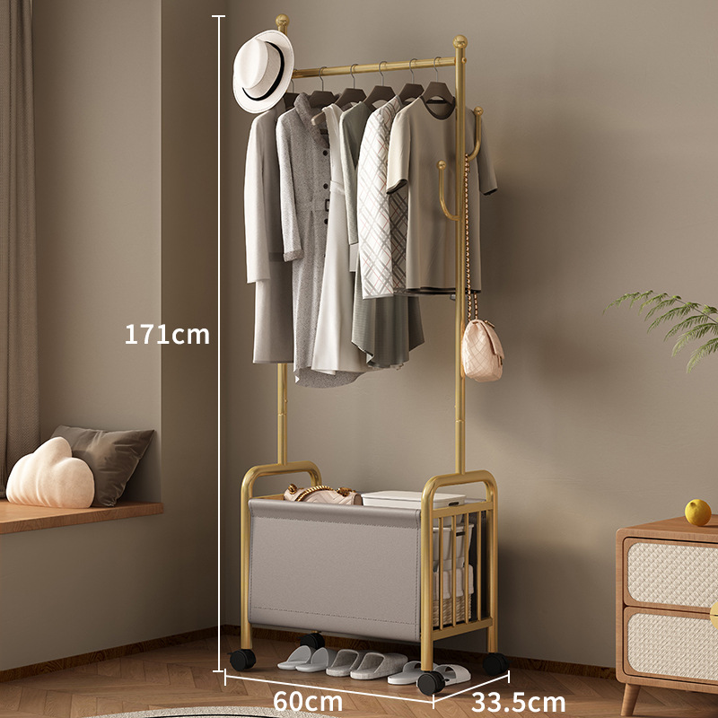 60 wide gold coat rack gray leather basket