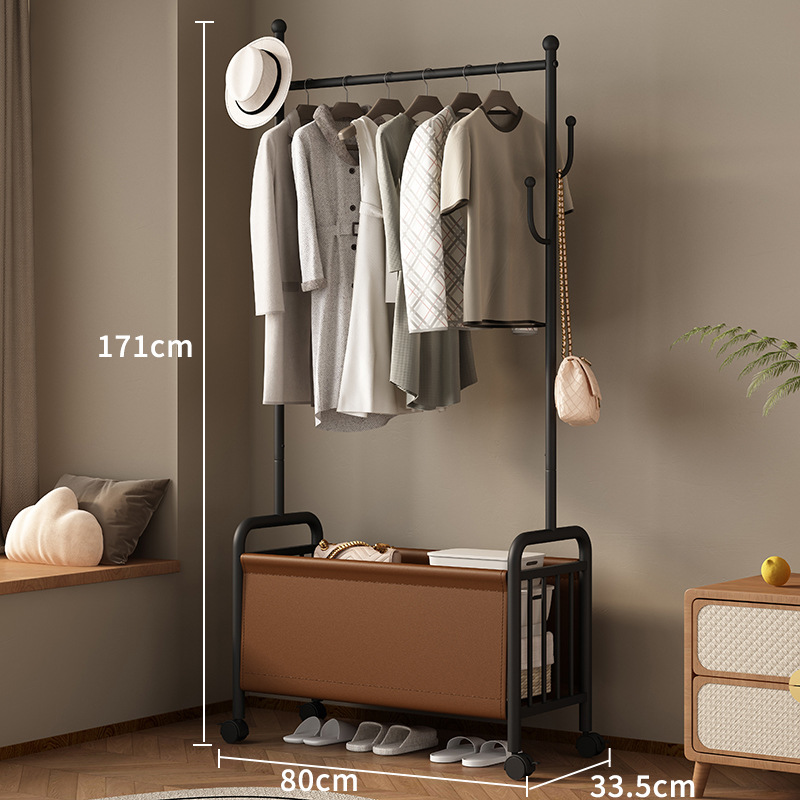 80 wide black coat rack brown leather basket