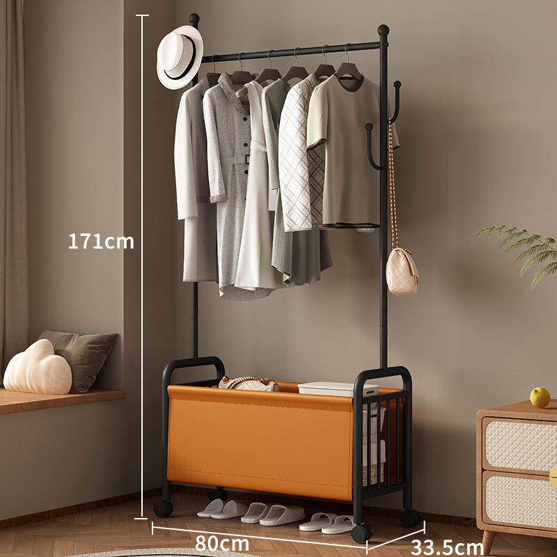 80 wide black coat rack orange leather basket