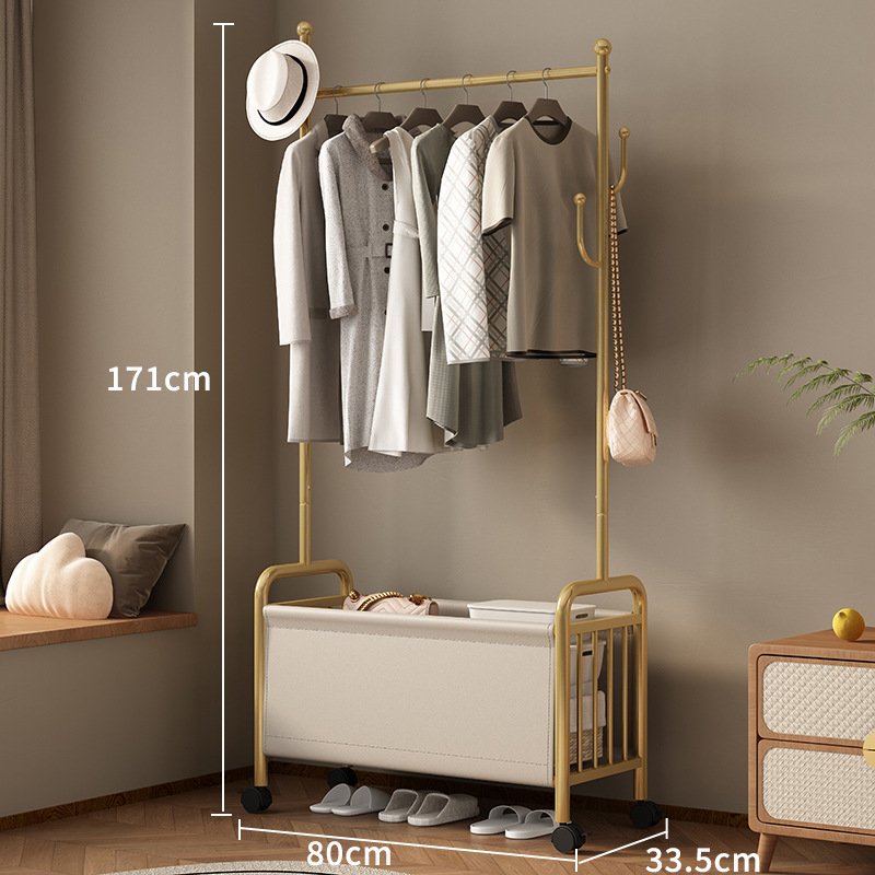 80 wide gold coat rack rice white leather basket
