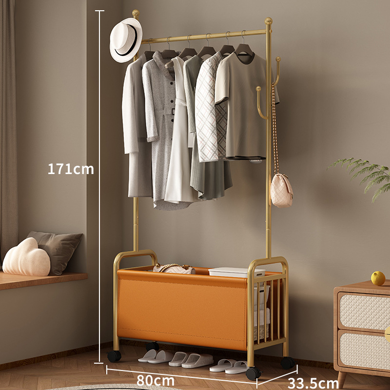 80 wide gold coat rack orange leather basket
