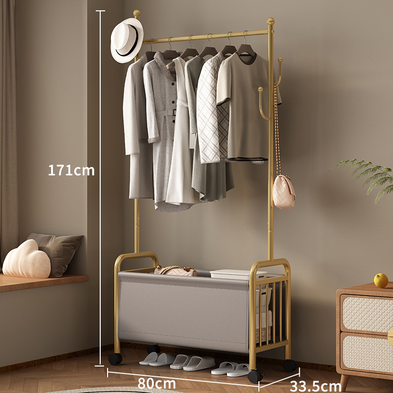 80 wide gold coat rack gray leather basket