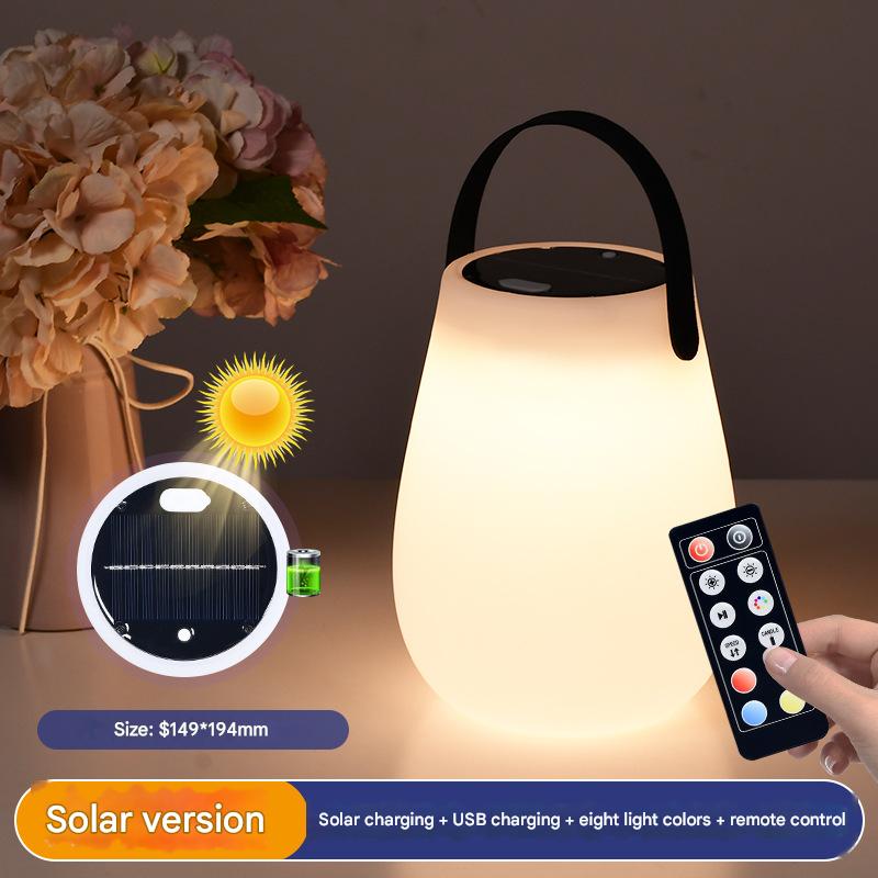 [Round portable lamp] solar charging   USB charging   remote control