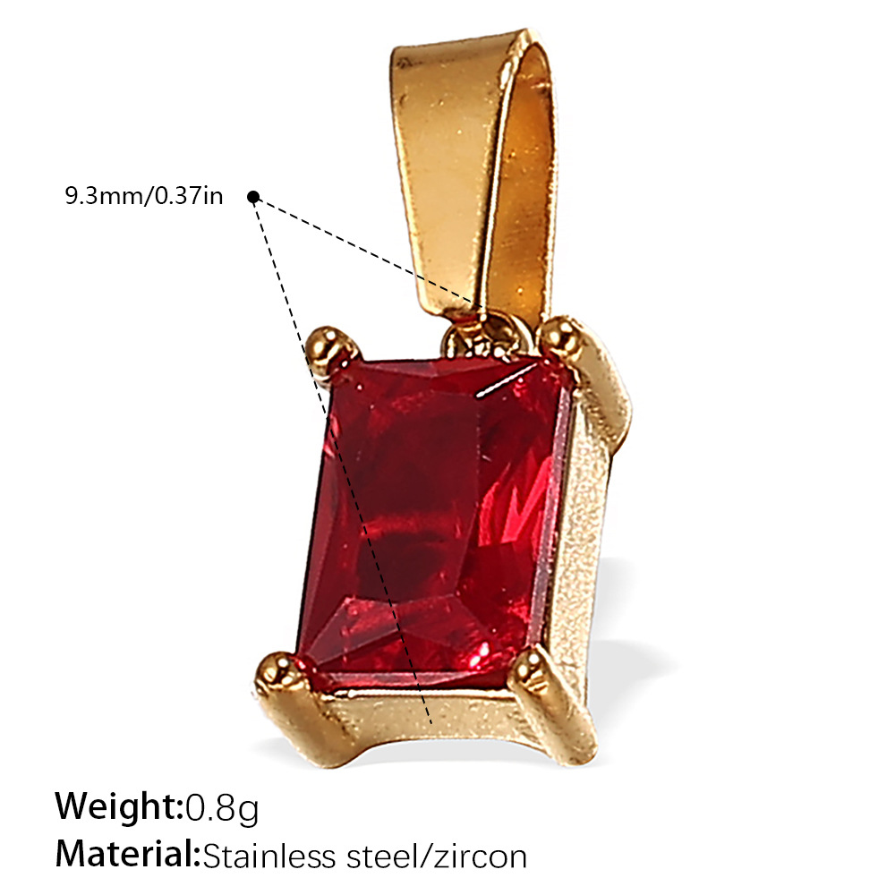 Pj466rdg red zirconium gold pendant