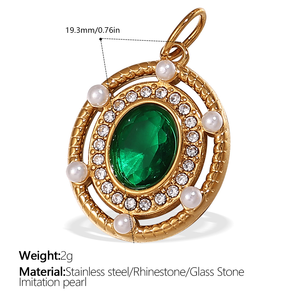 Pj508gng green stone gold pendant