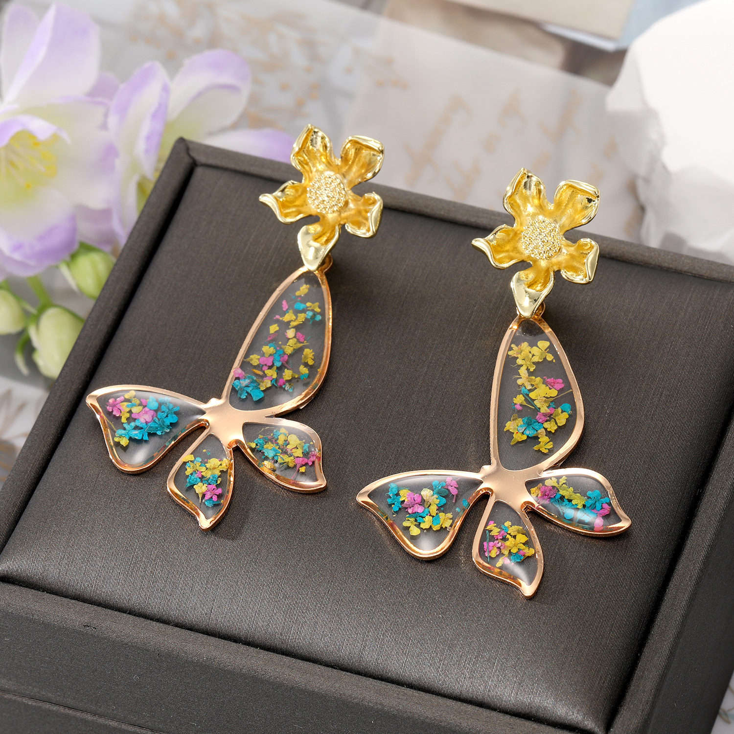 1:Color Butterfly Stud Earrings