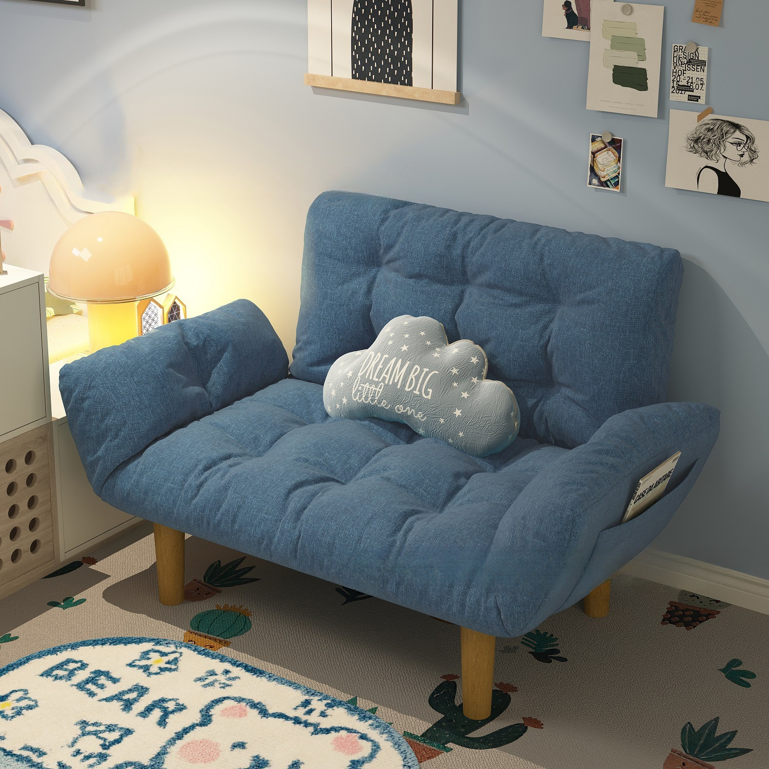 Dark blue cotton and linen