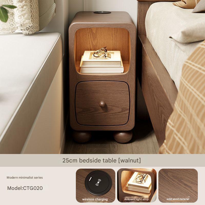 [wireless charging   induction light] all solid wood - walnut color width 25cm