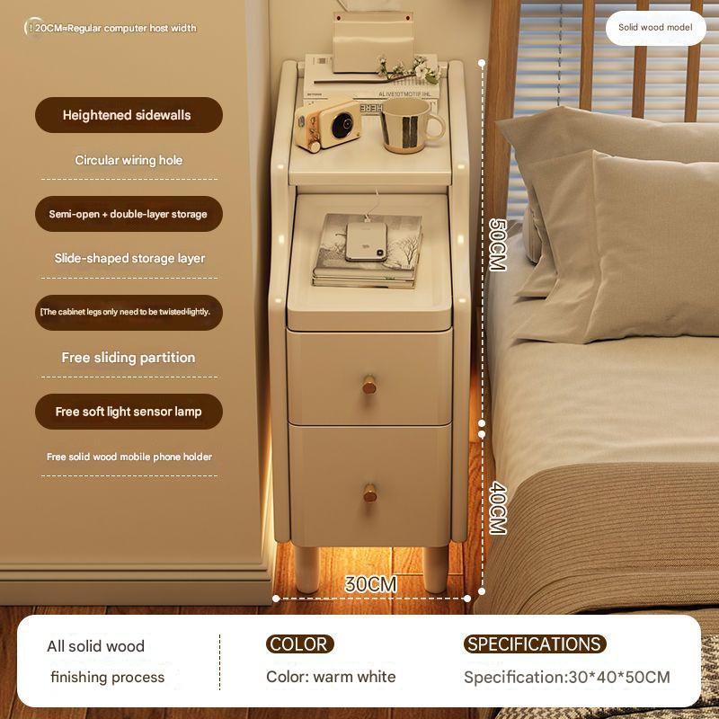 [induction night light model] all solid wood-cream white 30cm