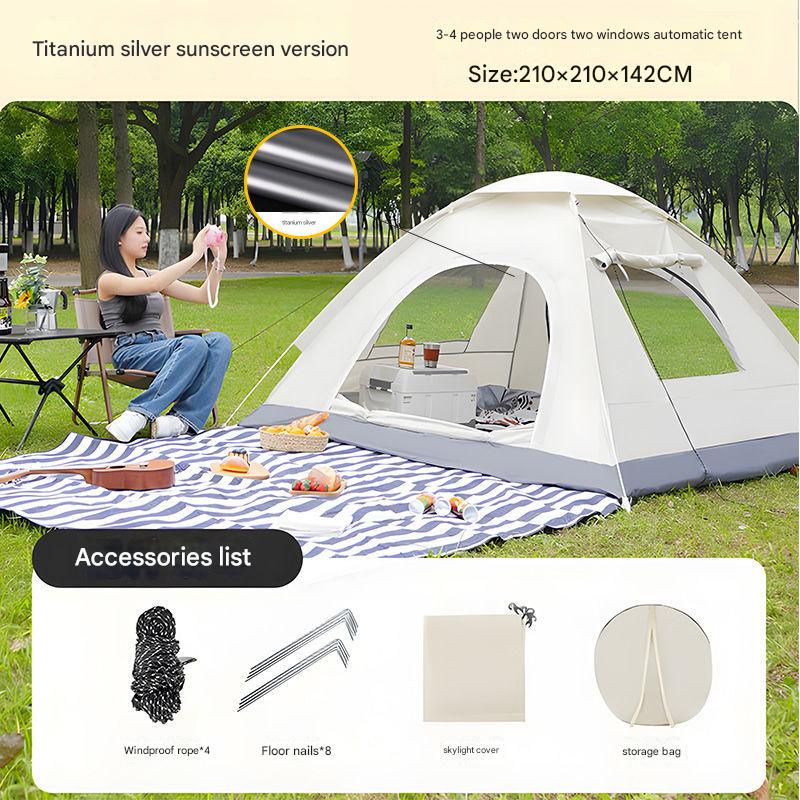 Titanium silver 3-4 people two doors two windows