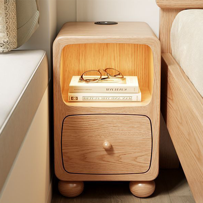 [wireless charging   induction light] all solid wood - wood color width 30cm