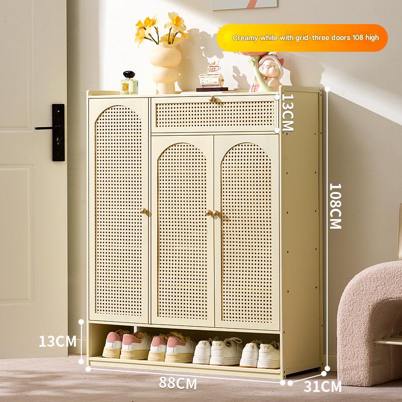 Milky white - three doors, eight layers with drawers