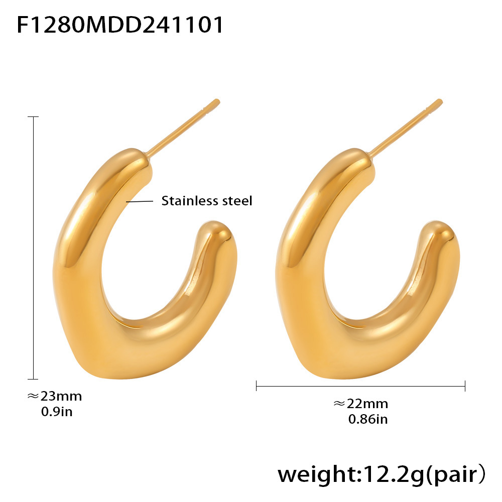 1:F1280-Gold U-shaped earrings