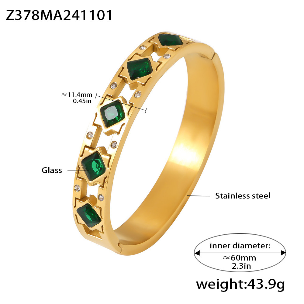 Green glass zircon bracelet