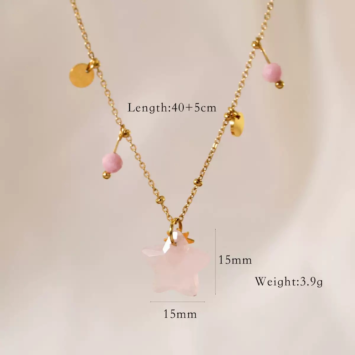 Rose quartz five-pointed star