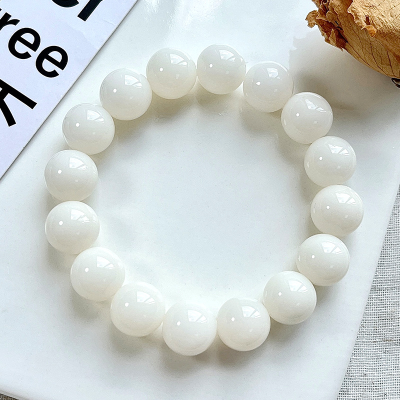 White jade round bead bracelet 10*9mm