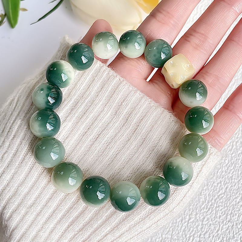 Green Flower Beaded Cheese Bracelet 10mm