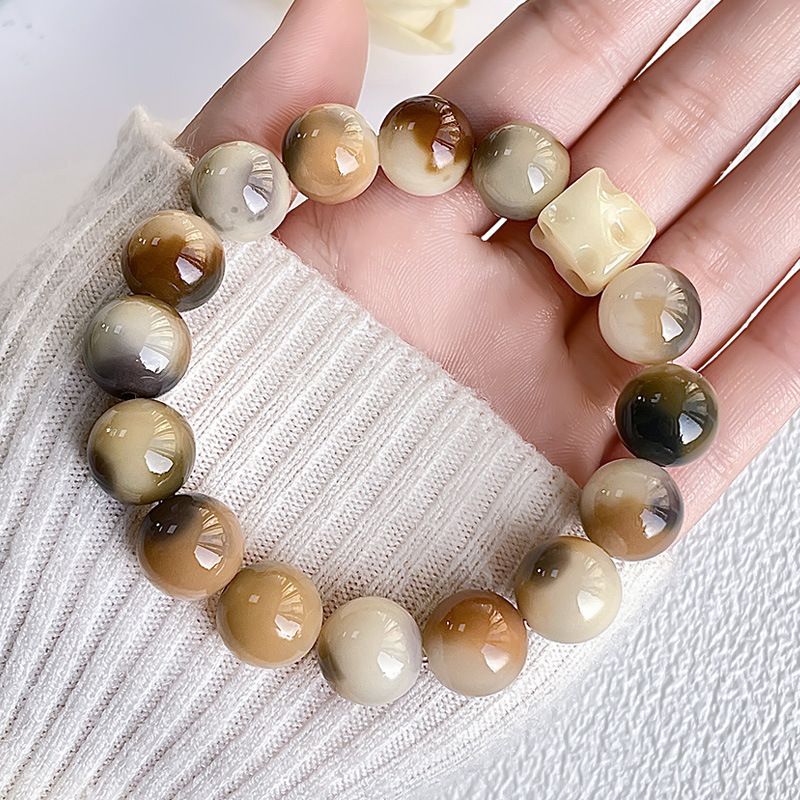 Three Flower Cat Beads Cheese Bracelet 10mm