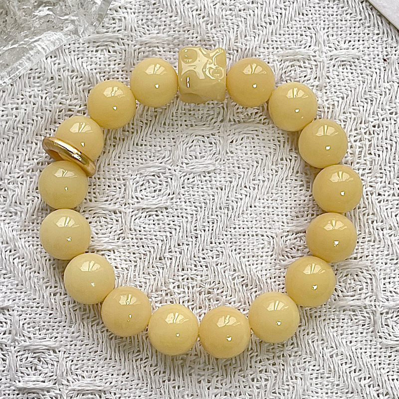 Jade Cheese Gold Ring Bracelet 10mm