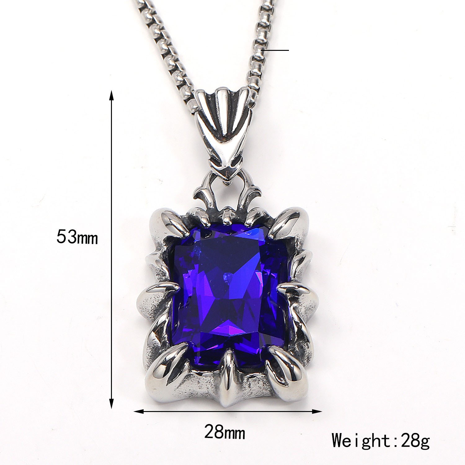 1:Steel color sapphire pendant without chain