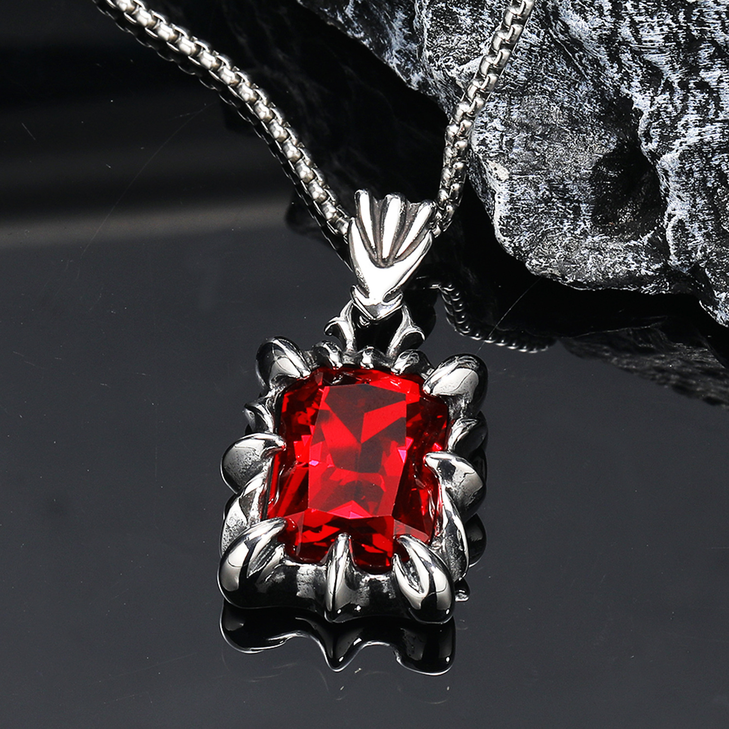 2:Steel color ruby pendant without chain