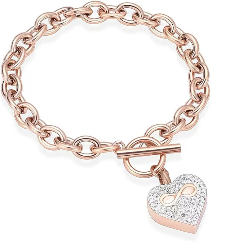 Rose gold heart-shaped diamond bracelet