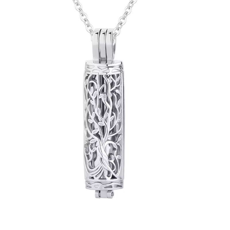 1:Silver perforated cylindrical pendant