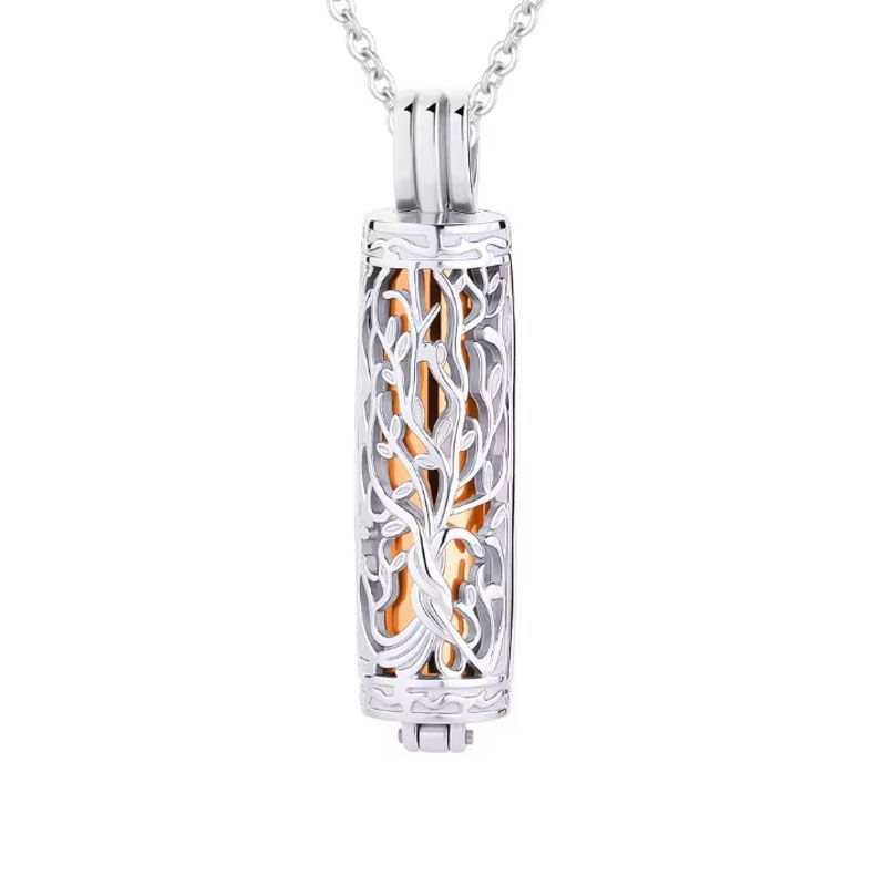 4:Rose gold perforated cylindrical pendant