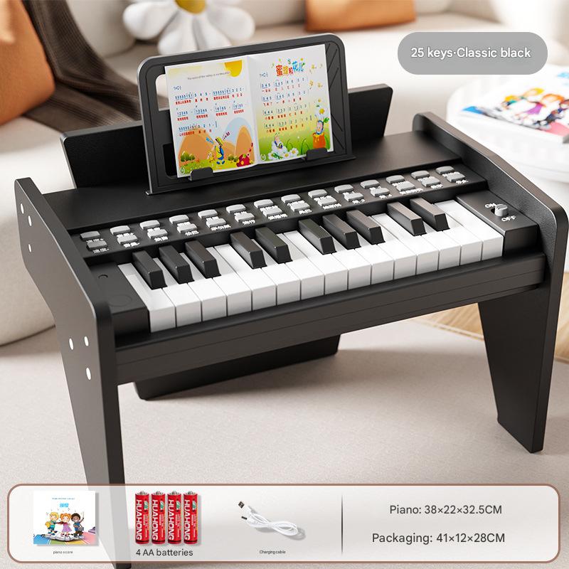 Upright wooden piano [classic black] upgraded control panel - rechargeable (sheet music   piano stickers)
