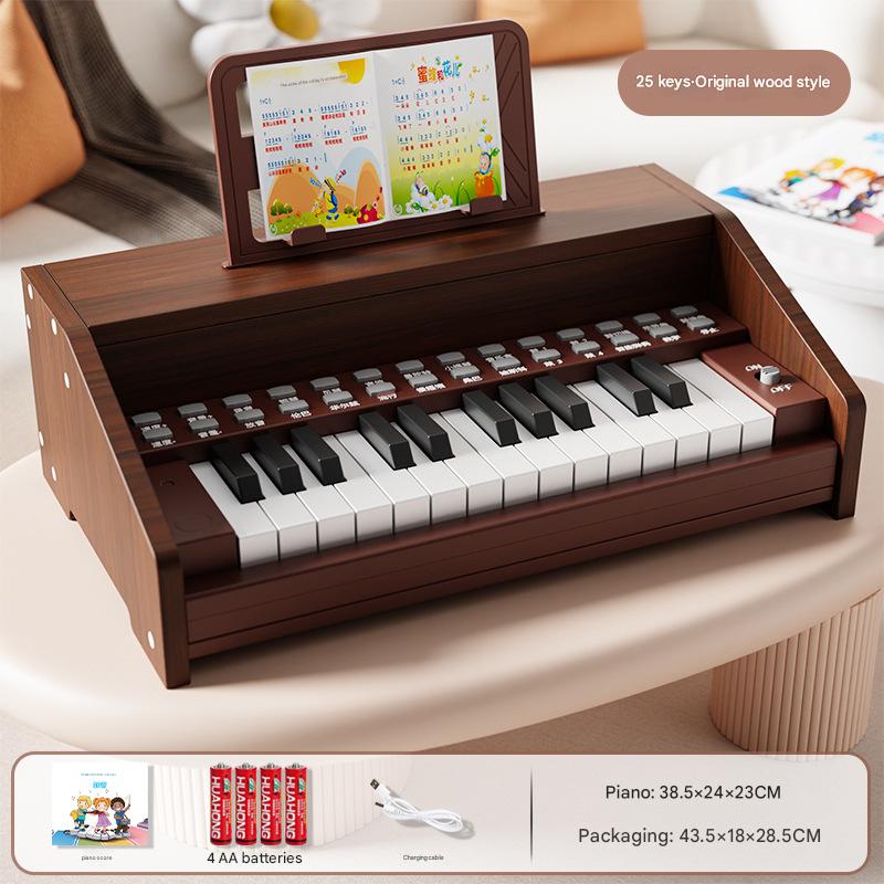 Classical flat wooden piano [walnut] upgraded control panel - rechargeable (sheet music   piano stickers)